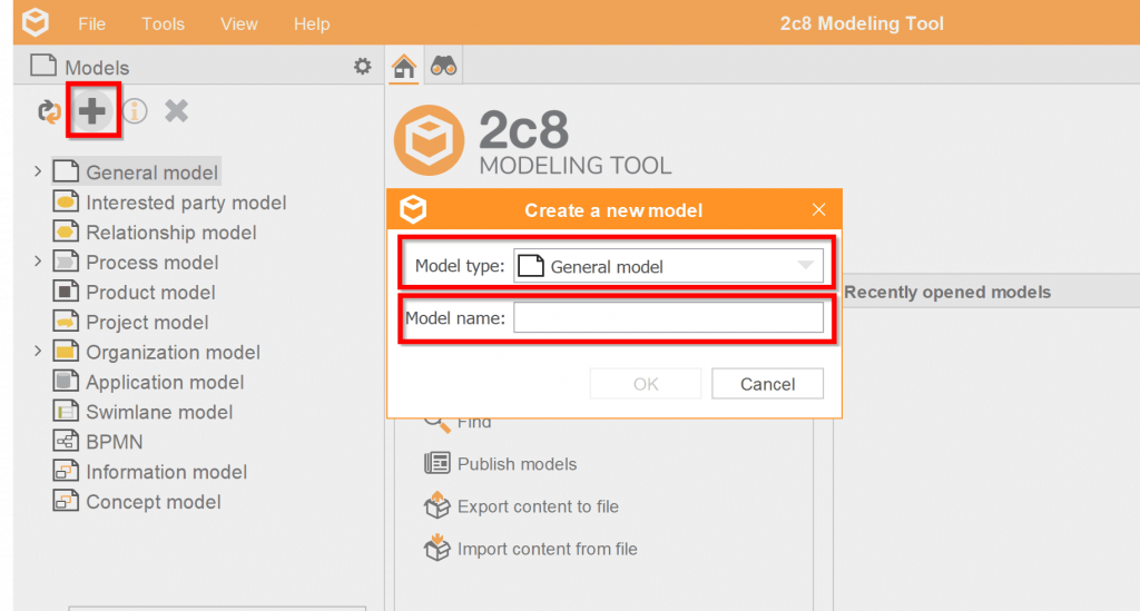 Create a general model 2c8 Modeling Tool